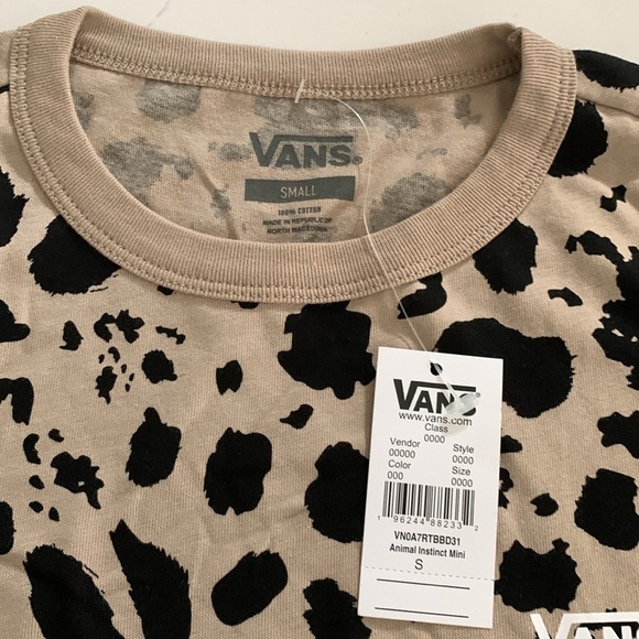 Vans Womens Animal Instinct Mini T-Shirt Cobblestone size S NWT - Picture 8 of 12
